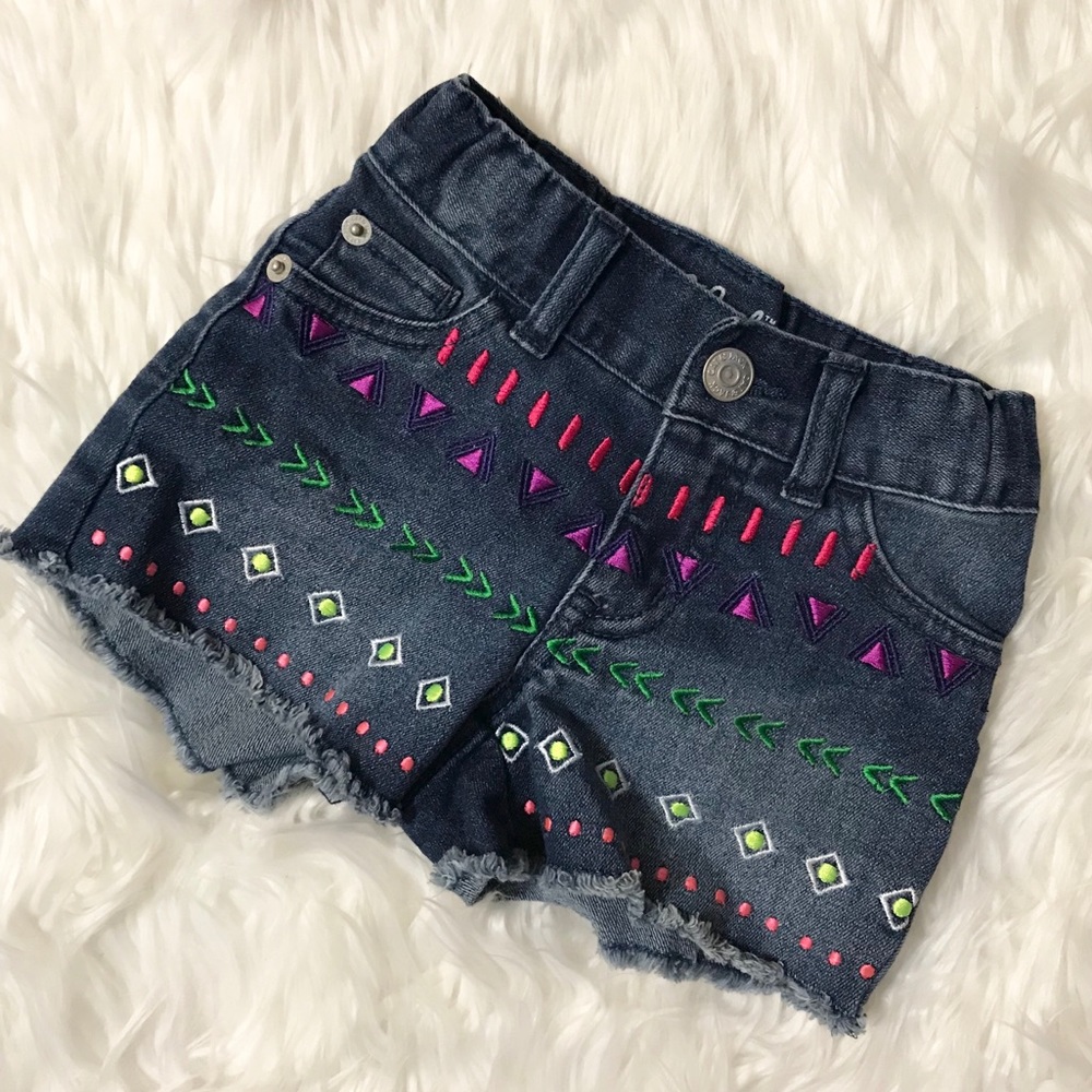 Cat and Jack Blue Jean Denim Embroidered Shorts 2T